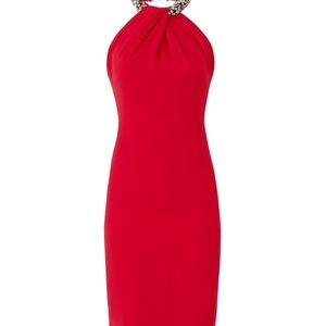 RED BEADED TOGA DRESS // SZ 0